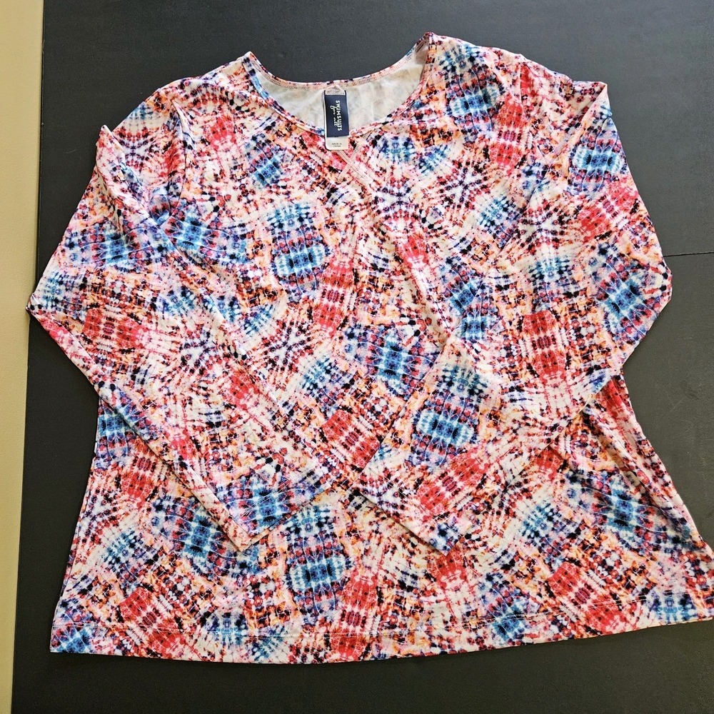 Swimsuits For All Size 20 Abstract Print Swim Cover Up Tunic Top